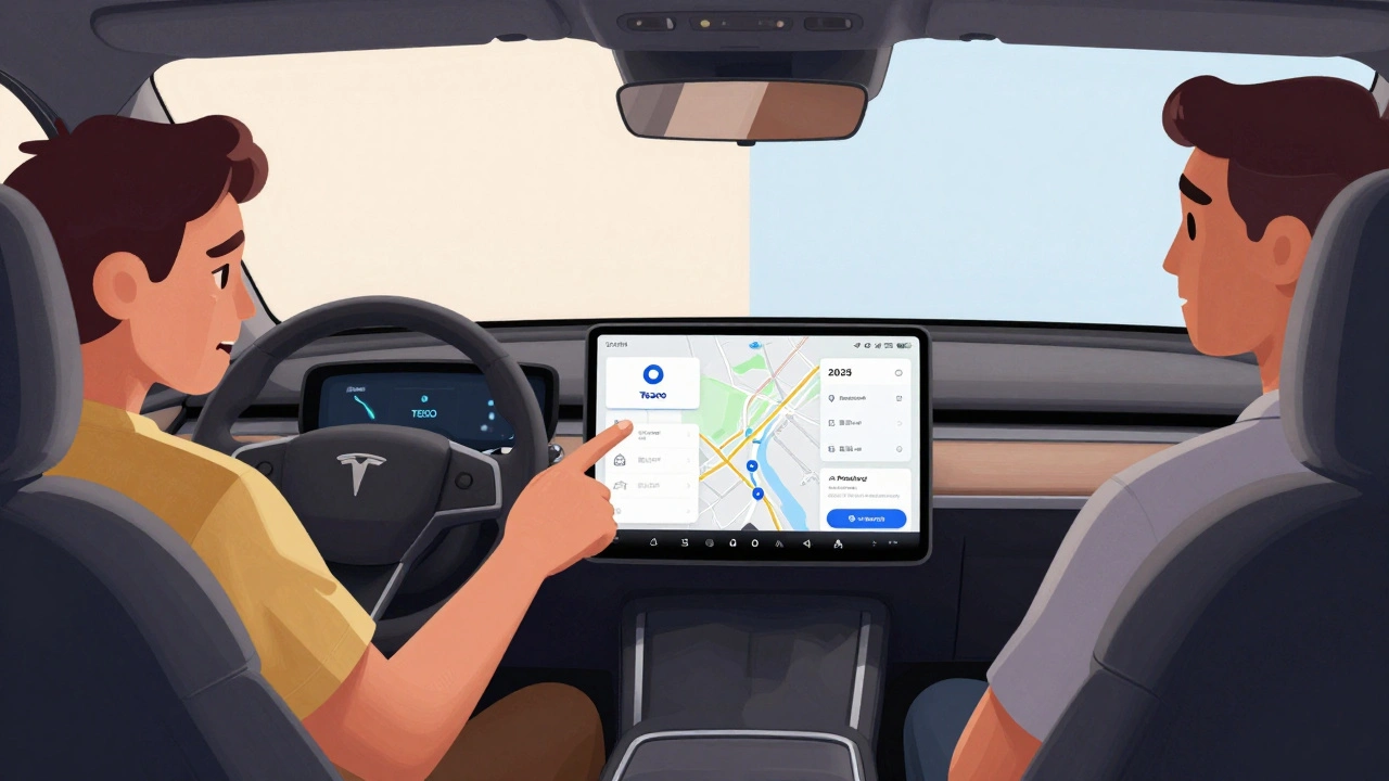 Contrasting two car interfaces: one glitchy and outdated, the other smooth with privacy controls and live navigation.