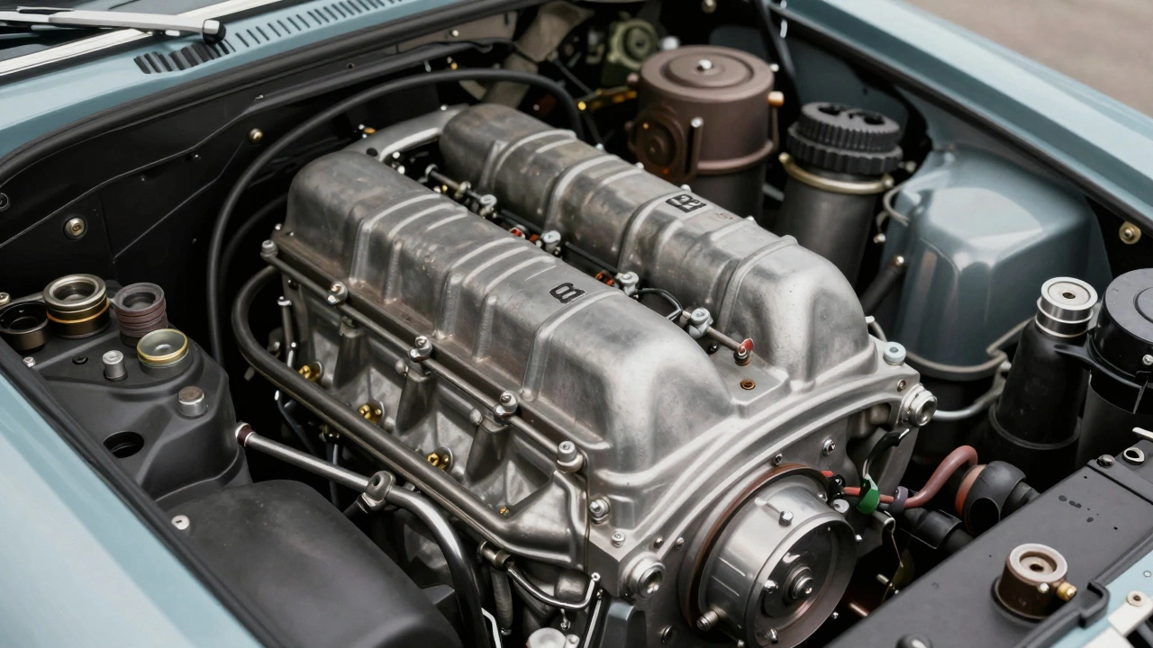 Close-up of the reliable MG MGB B-Series engine
