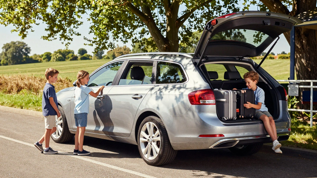 Family loading luggage into a stylish Vauxhall Carlton Estate wagon
