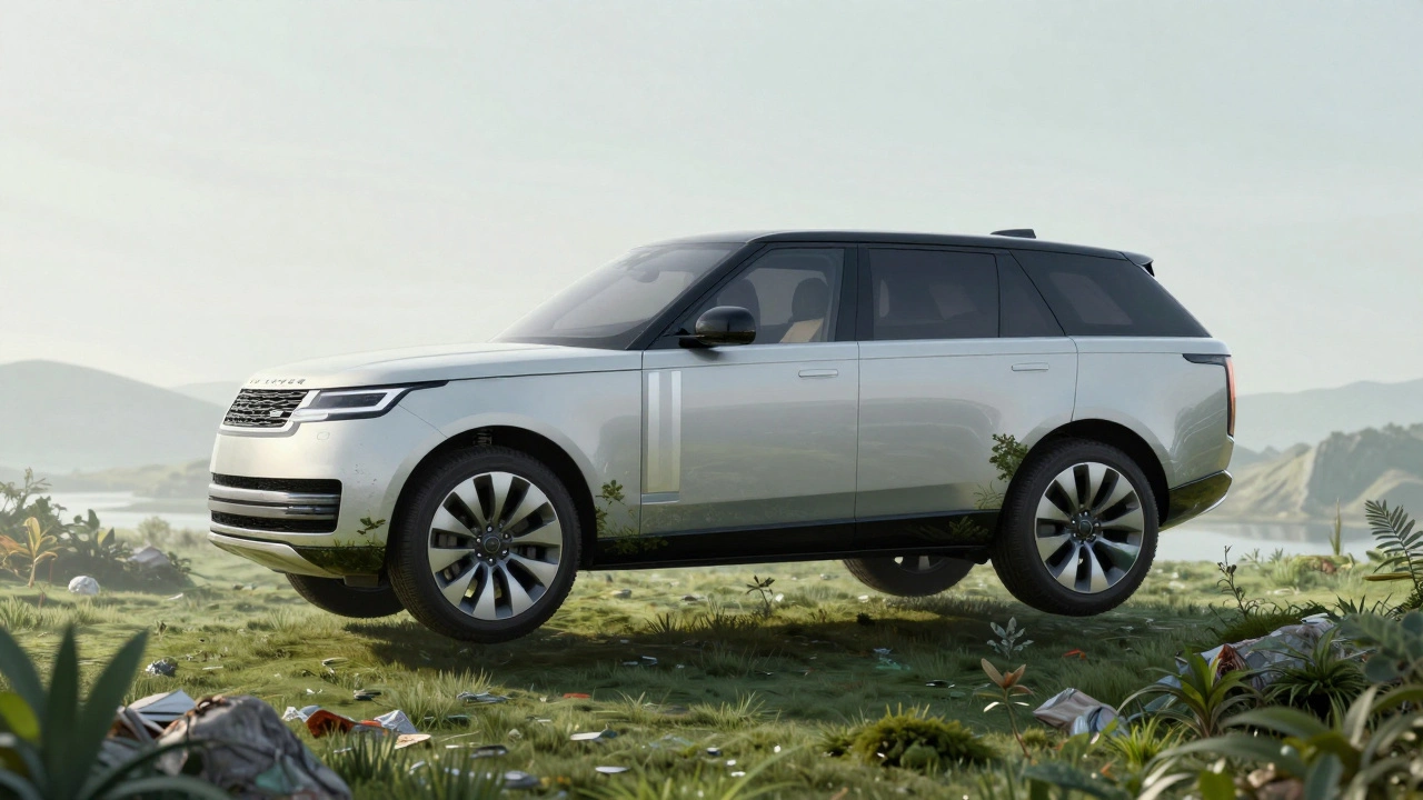 Futuristic electric L460 Range Rover in nature