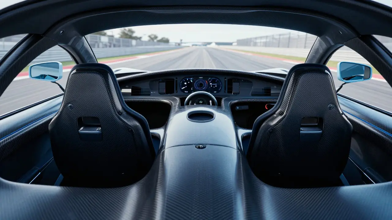 Interior view of a McLaren F1 cockpit with central driver seat