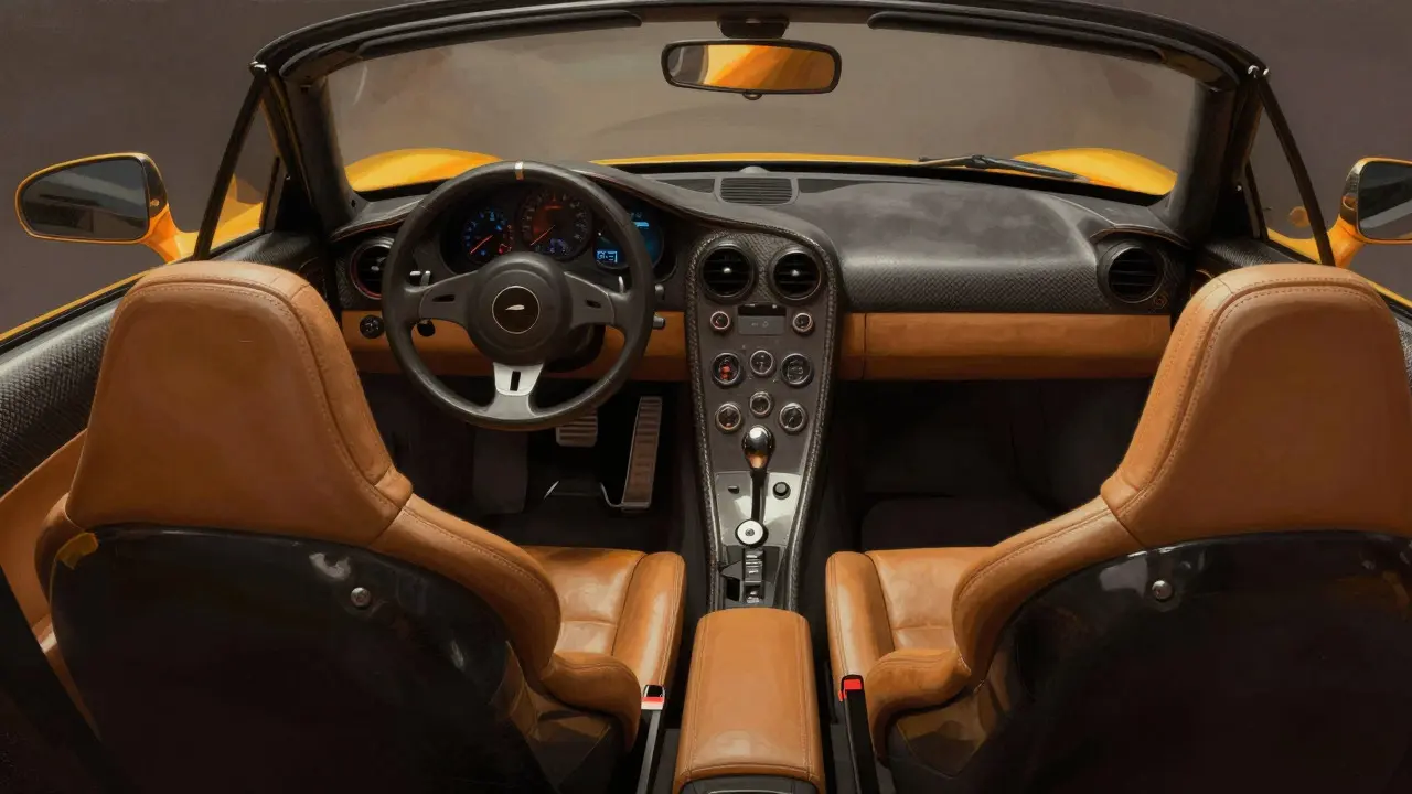 Interior view of the McLaren F1 showing the central driver seat