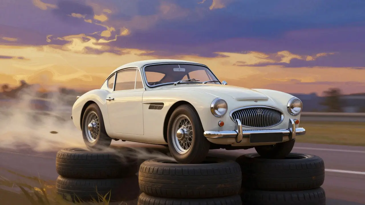 Restored Sprite displayed on a podium with artistic background
