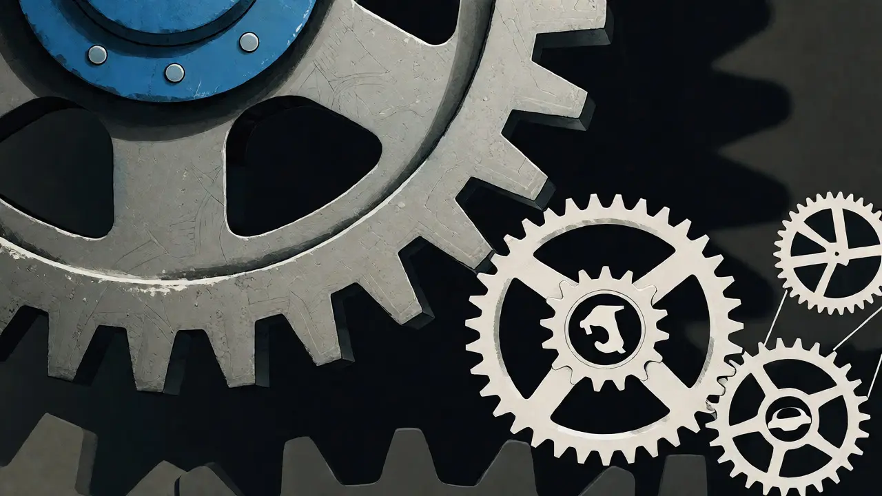 Conceptual image of Leyland's industrial gear absorbing smaller car brands.