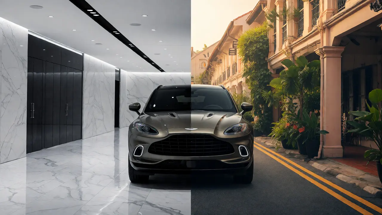 Aston Martin DBX707 in Dubai showroom and Singapore streets